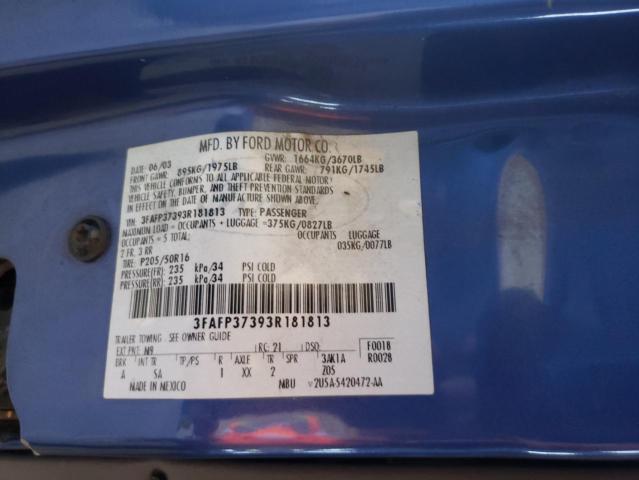 Photo 10 from auction – 2003 FORD FOCUS ZX5 with VIN 3FAFP37393R181813
