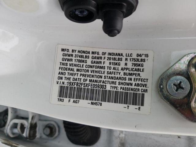 Photo 10 from auction – 2015 HONDA CIVIC LX with VIN 19XFB2F5XFE059303