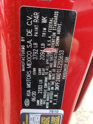 Photo 10 from auction – 2020 KIA FORTE FE with VIN 3KPF24AD1LE255653
