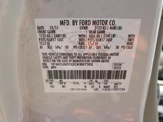 Photo 10 from auction – 2012 FORD ESCAPE XLT with VIN 1FMCU9DG2CKB67302