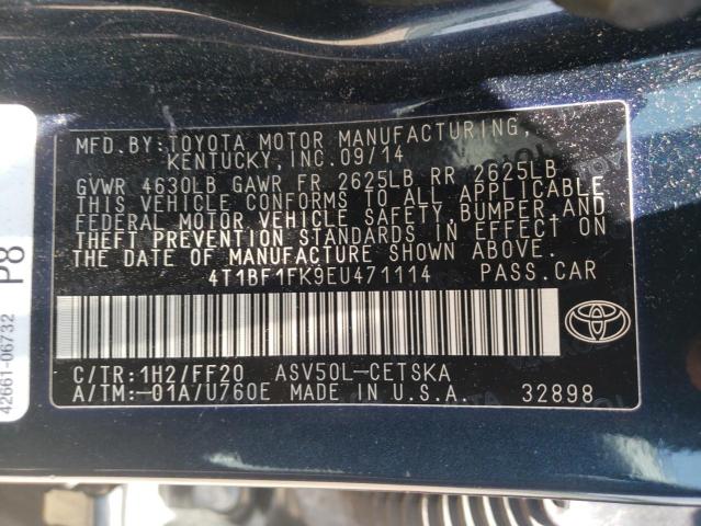 Photo 10 from auction – 2014 TOYOTA CAMRY L with VIN 4T1BF1FK9EU471114