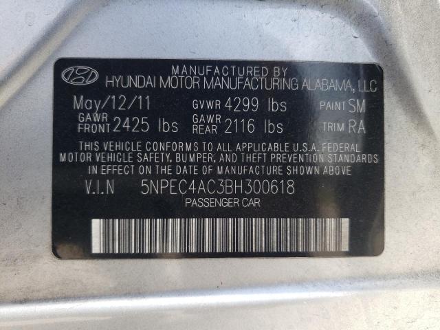 Photo 10 from auction – 2011 HYUNDAI SONATA SE with VIN 5NPEC4AC3BH300618