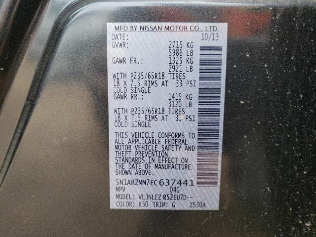 Photo 10 from auction – 2014 NISSAN PATHFINDER with VIN 5N1AR2MM7EC637441