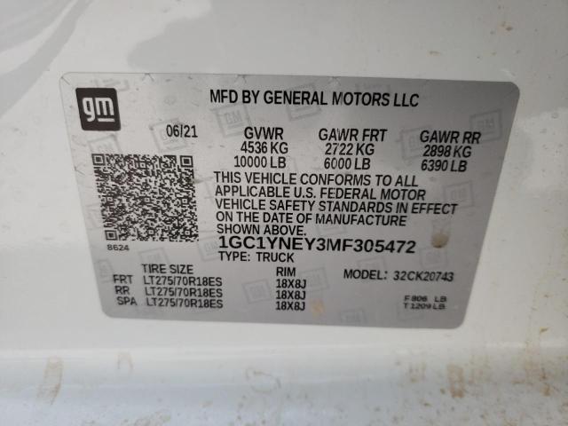 Photo 10 from auction – 2021 CHEVROLET SILVERADO with VIN 1GC1YNEY3MF305472