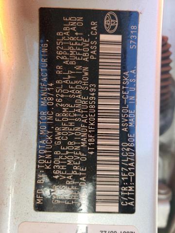 Photo 10 from auction – 2014 TOYOTA CAMRY L with VIN 4T1BF1FK0EU859493