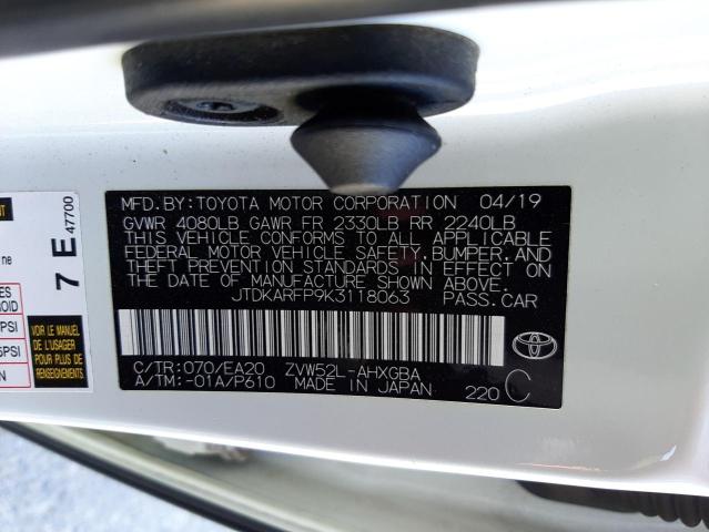 Photo 10 from auction – 2019 TOYOTA PRIUS PRIM with VIN JTDKARFP9K3118063