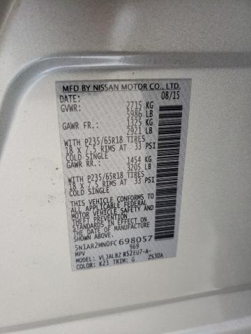 Photo 10 from auction – 2015 NISSAN PATHFINDER with VIN 5N1AR2MN0FC698057