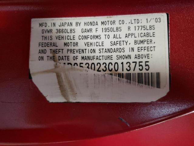 Photo 10 from auction – 2003 ACURA RSX TYPE-S with VIN JH4DC53023C013755