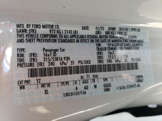 Photo 10 from auction – 2014 FORD FOCUS SE with VIN 1FADP3F24EL224570
