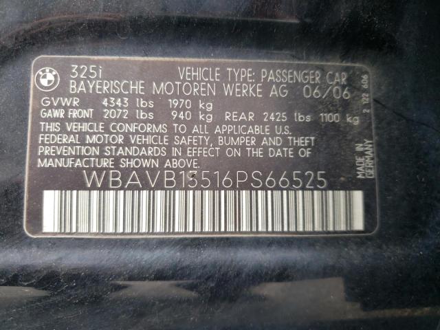 Photo 10 from auction – 2006 BMW 325 I with VIN WBAVB13516PS66525