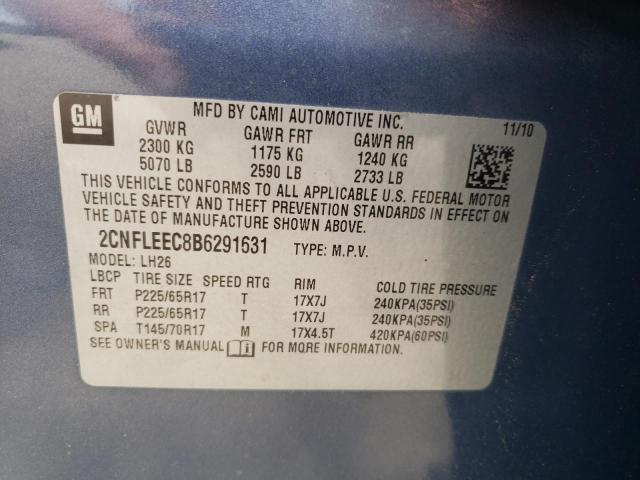 Photo 10 from auction – 2011 CHEVROLET EQUINOX LT with VIN 2CNFLEEC8B6291631
