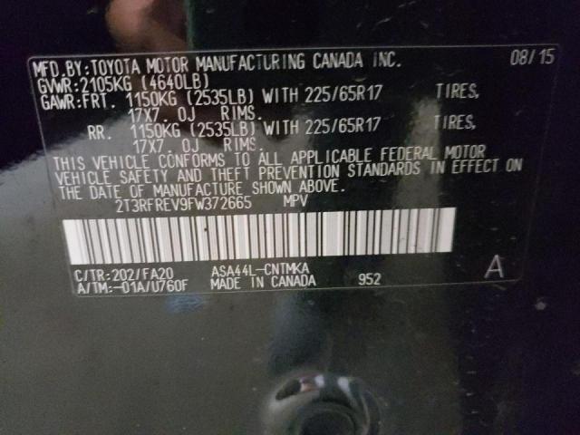 Photo 10 from auction – 2015 TOYOTA RAV4 XLE with VIN 2T3RFREV9FW372665