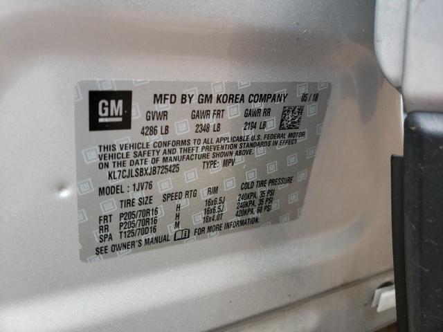 Photo 10 from auction – 2018 CHEVROLET TRAX 1LT with VIN KL7CJLSBXJB725425