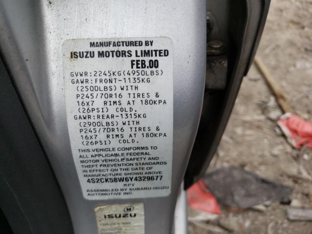 Photo 10 from auction – 2000 ISUZU RODEO S with VIN 4S2CK58W6Y4329677
