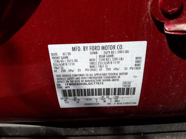 Photo 10 from auction – 2020 FORD EXPLORER X with VIN 1FMSK8DH0LGC77613