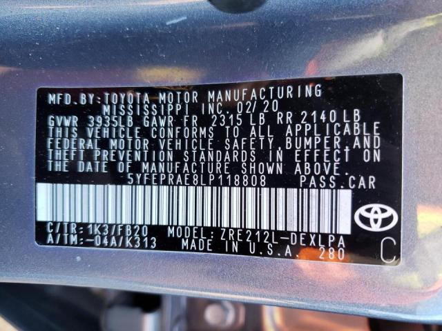 Photo 10 from auction – 2020 TOYOTA COROLLA LE with VIN 5YFEPRAE8LP118808