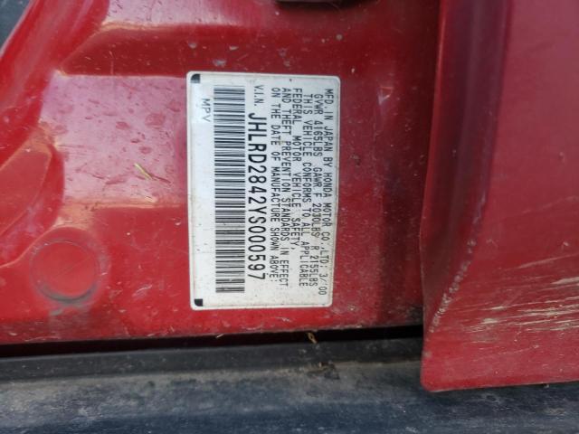 Photo 10 from auction – 2000 HONDA CR-V LX with VIN JHLRD2842YS000597