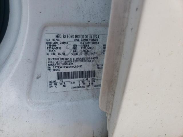 Photo 10 from auction – 2004 FORD F150 SUPER with VIN 1FTRW12W54KC82482