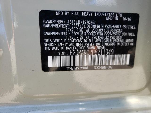Photo 10 from auction – 2017 SUBARU CROSSTREK with VIN JF2GPAKC2H8211349