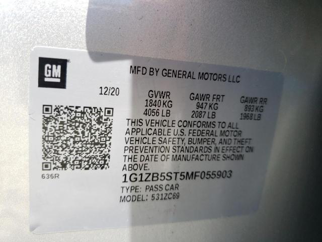 Photo 10 from auction – 2021 CHEVROLET MALIBU with VIN 1G1ZB5ST5MF055903