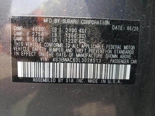 Photo 10 from auction – 2020 SUBARU LEGACY PRE with VIN 4S3BWAC62L3028513