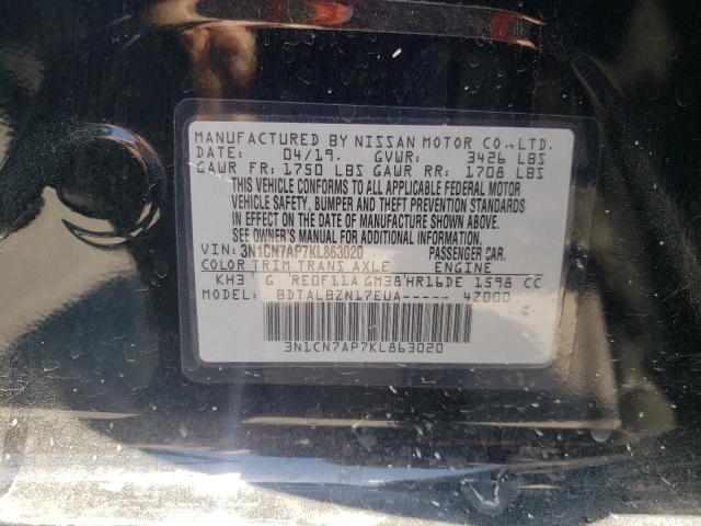 Photo 10 from auction – 2019 NISSAN VERSA S with VIN 3N1CN7AP7KL863020