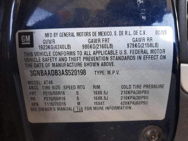 Photo 10 from auction – 2010 CHEVROLET HHR LS with VIN 3GNBAADB3AS520198