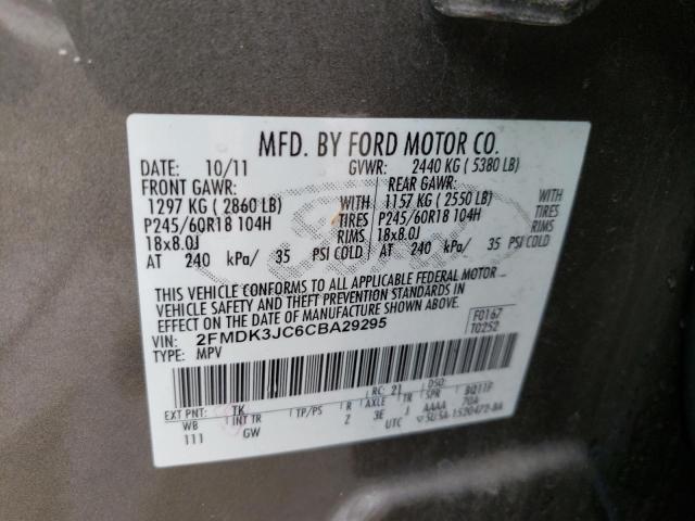 Photo 10 from auction – 2012 FORD EDGE SEL with VIN 2FMDK3JC6CBA29295