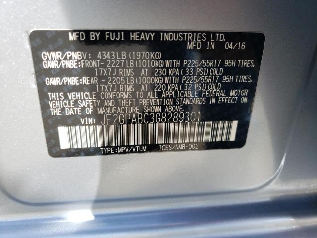 Photo 10 from auction – 2016 SUBARU CROSSTREK with VIN JF2GPABC3G8289301