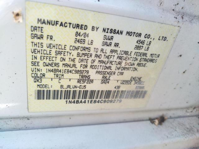 Photo 10 from auction – 2004 NISSAN MAXIMA SE with VIN 1N4BA41E84C909279