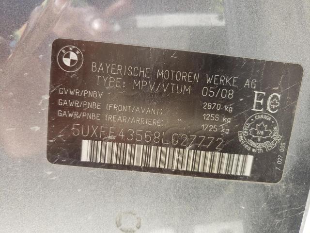 Photo 10 from auction – 2008 BMW X5 3.0I with VIN 5UXFE43568L027772