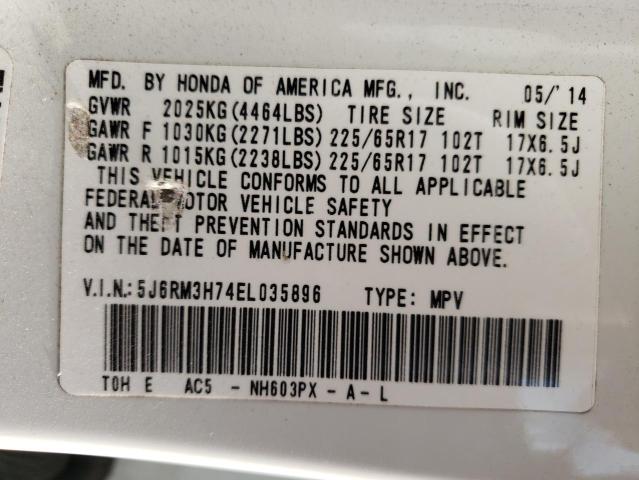 Photo 10 from auction – 2014 HONDA CR-V EXL with VIN 5J6RM3H74EL035896