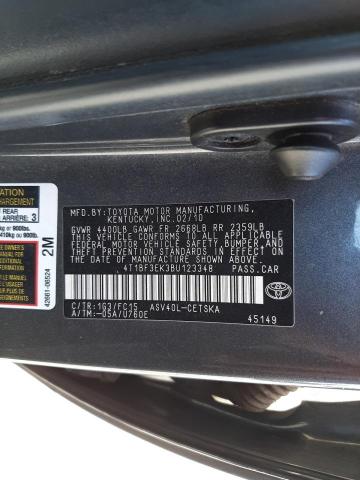 Photo 10 from auction – 2011 TOYOTA CAMRY BASE with VIN 4T1BF3EK3BU123348