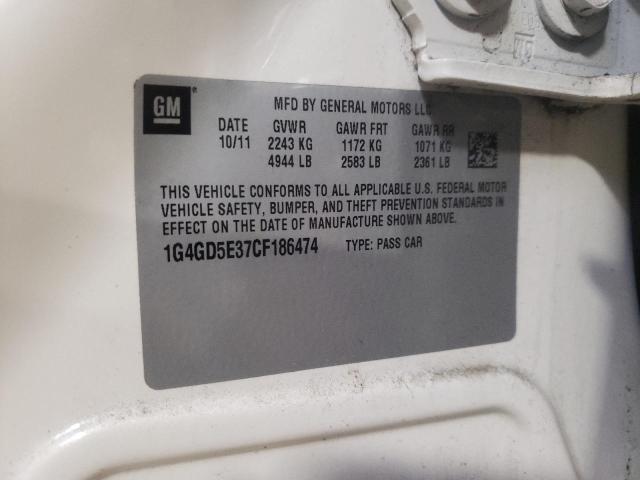 Photo 10 from auction – 2012 BUICK LACROSSE P with VIN 1G4GD5E37CF186474
