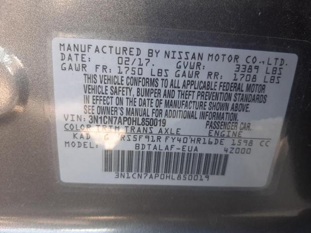 Photo 10 from auction – 2017 NISSAN VERSA S with VIN 3N1CN7AP0HL850019