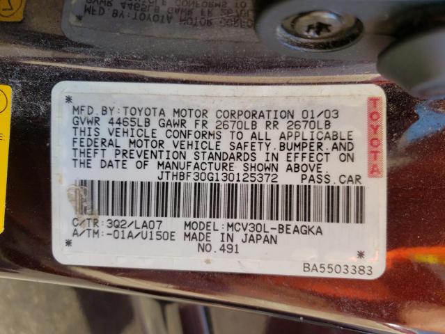 Photo 10 from auction – 2003 LEXUS ES 300 with VIN JTHBF30G130125372