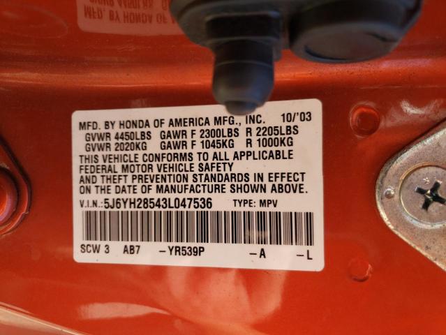 Photo 10 from auction – 2003 HONDA ELEMENT EX with VIN 5J6YH28543L047536