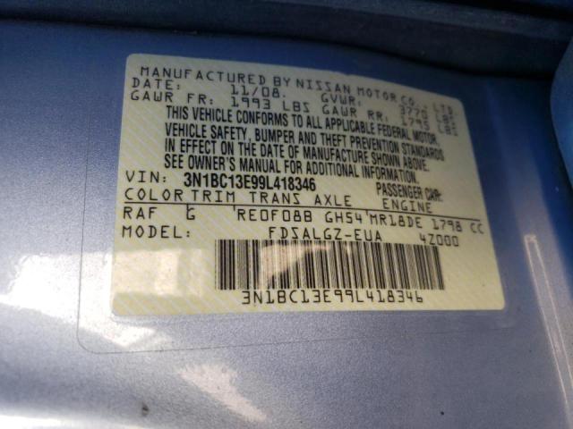 Photo 10 from auction – 2009 NISSAN VERSA with VIN 3N1BC13E99L418346