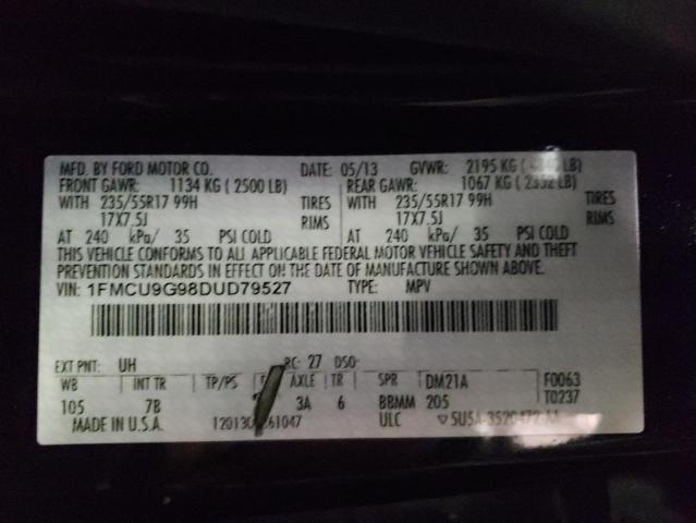 Photo 10 from auction – 2013 FORD ESCAPE SE with VIN 1FMCU9G98DUD79527