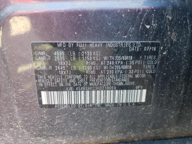 Photo 10 from auction – 2017 SUBARU OUTBACK 2. with VIN 4S4BSAKC3H3219069