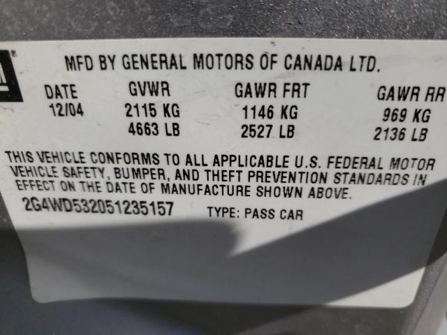 Photo 10 from auction – 2005 BUICK LACROSSE C with VIN 2G4WD532051235157