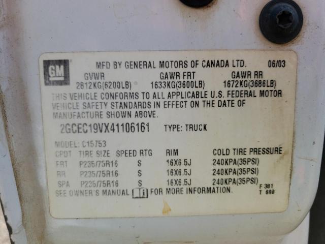 Photo 10 from auction – 2004 CHEVROLET SILVERADO with VIN 2GCEC19VX41106161