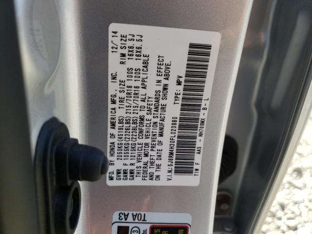 Photo 10 from auction – 2015 HONDA CR-V LX with VIN 5J6RM4H30FL020980