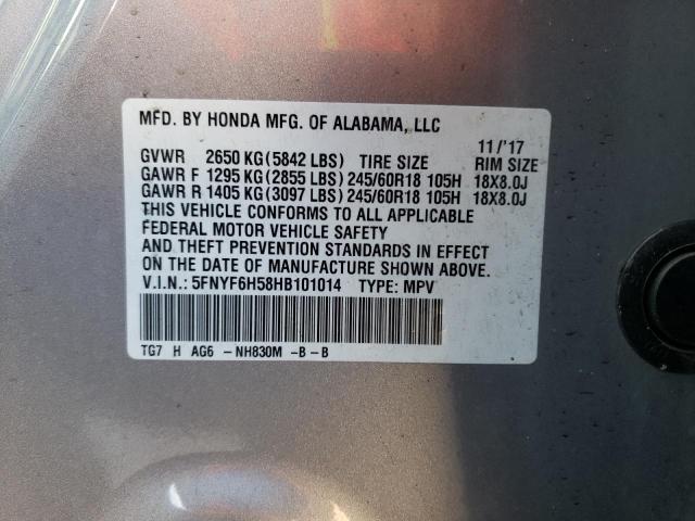 Photo 10 from auction – 2017 HONDA PILOT EXL with VIN 5FNYF6H58HB101014