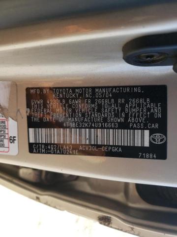 Photo 10 from auction – 2004 TOYOTA CAMRY LE with VIN 4T1BE32K74U916663