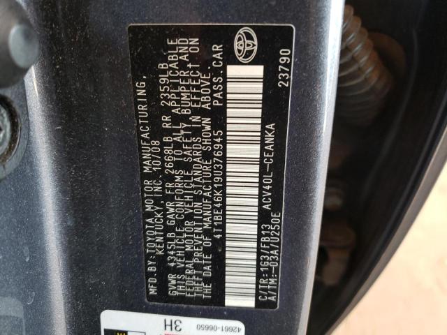 Photo 10 from auction – 2009 TOYOTA CAMRY BASE with VIN 4T1BE46K19U376945