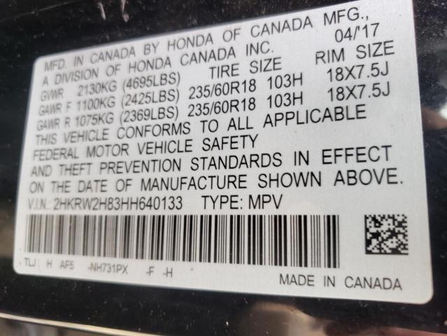 Photo 10 from auction – 2017 HONDA CR-V EXL with VIN 2HKRW2H83HH640133
