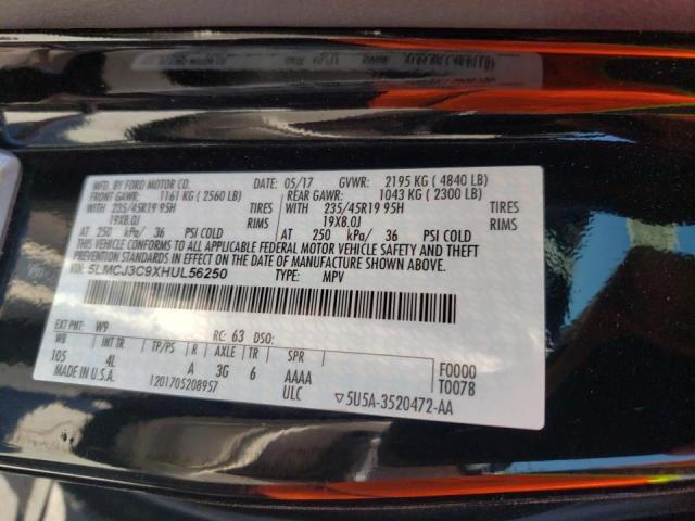 Photo 10 from auction – 2017 LINCOLN MKC RESERV with VIN 5LMCJ3C9XHUL56250