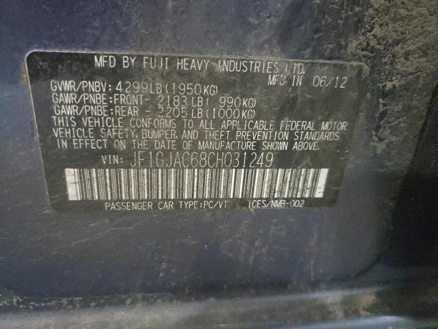 Photo 10 from auction – 2012 SUBARU IMPREZA PR with VIN JF1GJAC68CH031249
