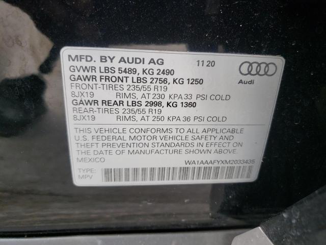 Photo 10 from auction – 2021 AUDI Q5 PREMIUM with VIN WA1AAAFYXM2033435